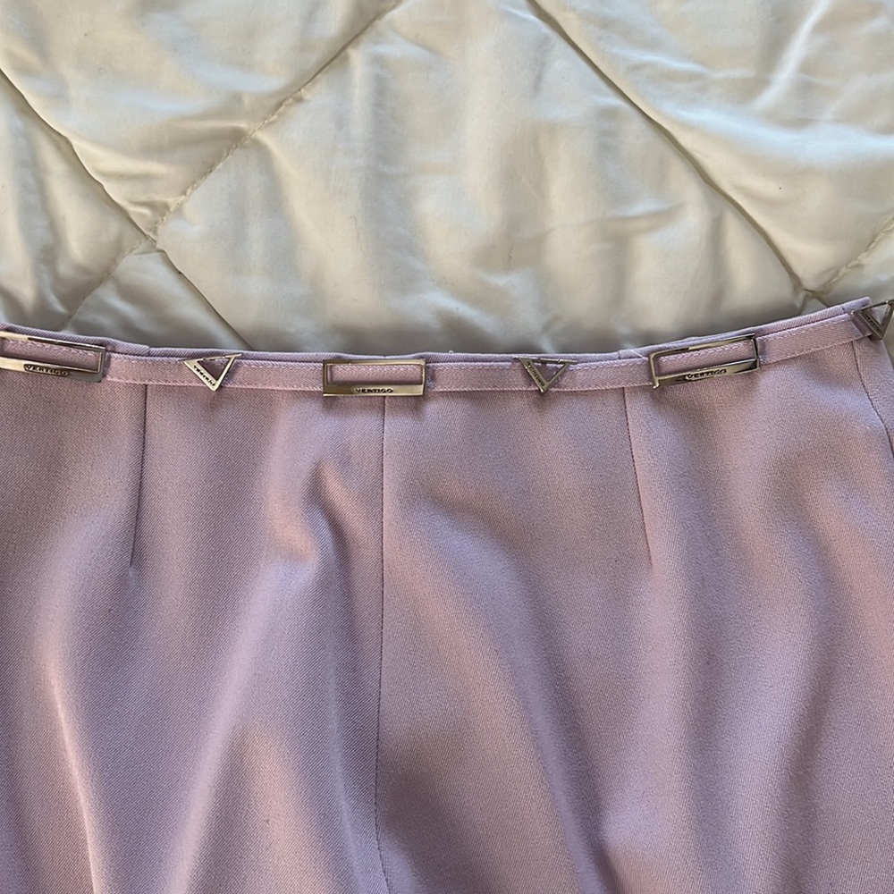 Vintage ‘90s Vertigo made in France classic lilac trouser with logo belt S / 26 - Picture 16 of 17